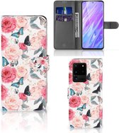 Flip Case Geschikt voor Samsung Galaxy S20 Ultra Hoesje Butterfly Roses