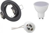 LED Spot Set - Trion - GU10 Fitting - Inbouw Rond - Mat Zwart - 4W - Natuurlijk Wit 4200K - Kantelbaar Ø83mm - BES LED