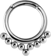 Lucardi Dames Helixpiercing ring dots - Piercing - Cadeau - Moederdag - Staal - Zilverkleurig