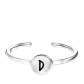 Lucardi Dames Ring disc alfabet - Ring - Cadeau - Echt Zilver - Zilverkleurig