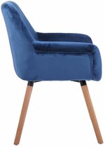 Clp Cassidy Eetkamerstoel - Fluweel - Blauw - Kleur onderstel : Natura