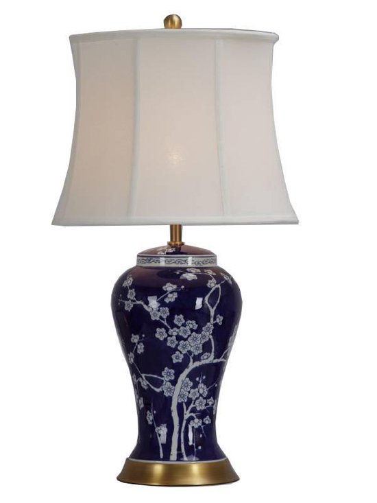 Fine Asianliving Chinese Tafellamp Porselein Blauw Japanse Sakura