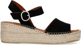 Manfield - Dames - Zwarte suède sandalen met sleehak - Maat 40