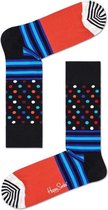 Happy Socks - Stripes and Dots - Zwart-Orange - Maat 36-40