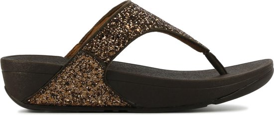 FitFlop Lulu Glitter Thongs slippers bruin - Maat 41