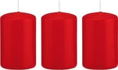 3x Rode cilinderkaarsen/stompkaarsen 5 x 8 cm 18 branduren - Geurloze kaarsen - Woondecoraties
