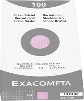5x etui 100 steekkaarten bristol geruit 5x5 niet geperforeerd 125x200mm, Roze