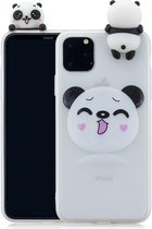 Softcase met 3D pandabeer cartoon voor iPhone 11 Pro Max 6.5 inch-Wit