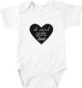 Baby rompertjes Ik word grote zus Hartje - Wit - Maat 50/56 - Zwangerschapsaankondiging - Zwanger - Zwangerschap - Kado baby - Babygeschenk - Romper