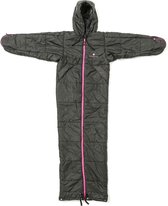 Bergstop slaapzak en jas in een Cozybag Classic - Zwart met Roze