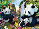 Diamond Painting Volwassenen - Volledig Pakket - 40 x 30cm - Vierkante Steentjes - Diamant Painting - "Drie Lieve Pandaberen"