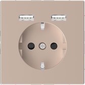 Stopcontact - Inbouw - Randaarde - USB Type A+A - Champagne Metallic - Systeem Design - Schneider Electric - MTN2366-6051