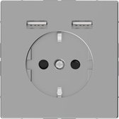 Stopcontact - Inbouw - Randaarde - USB Type A+A - RVS Look - Systeem Design - Schneider Electric - MTN2366-6036