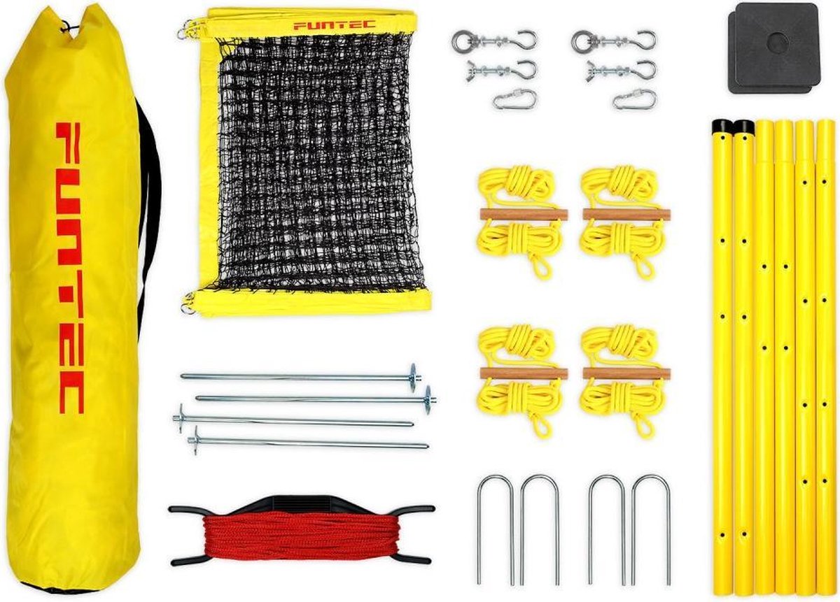 Funtec Beachvolleybal Fun Sports Set - Beachvolleybalnetten - Geel