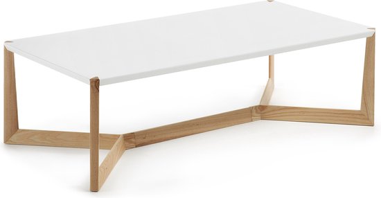 Kave Home - Quatro salontafel wit en essen 120 x 60 cm