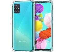 Hoesje - Geschikt voor Samsung Galaxy A51 - Sterk & Shockproof - Siliconen Shock Case - Hoes Cover - Telefoonhoes - Transparant