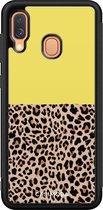 Samsung A40 hoesje - Luipaard geel | Samsung Galaxy A40 case | Hardcase backcover zwart