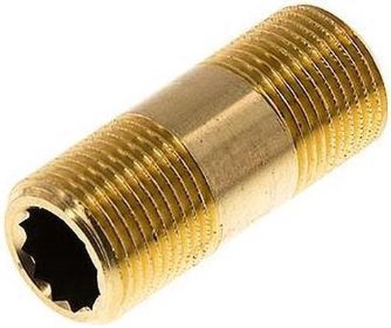 G 1 1/2'' Messing Dubbele Pijpnippel 16 Bar DIN 2982 - 60mm - FL2S-M-B ...