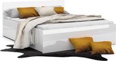 1 persoons bed 90x200 cm - hoogglans wit - zonder matras - opklapbare bodem