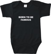 Rompertjes baby met tekst - Born to be famous - Romper zwart - Maat 50/56