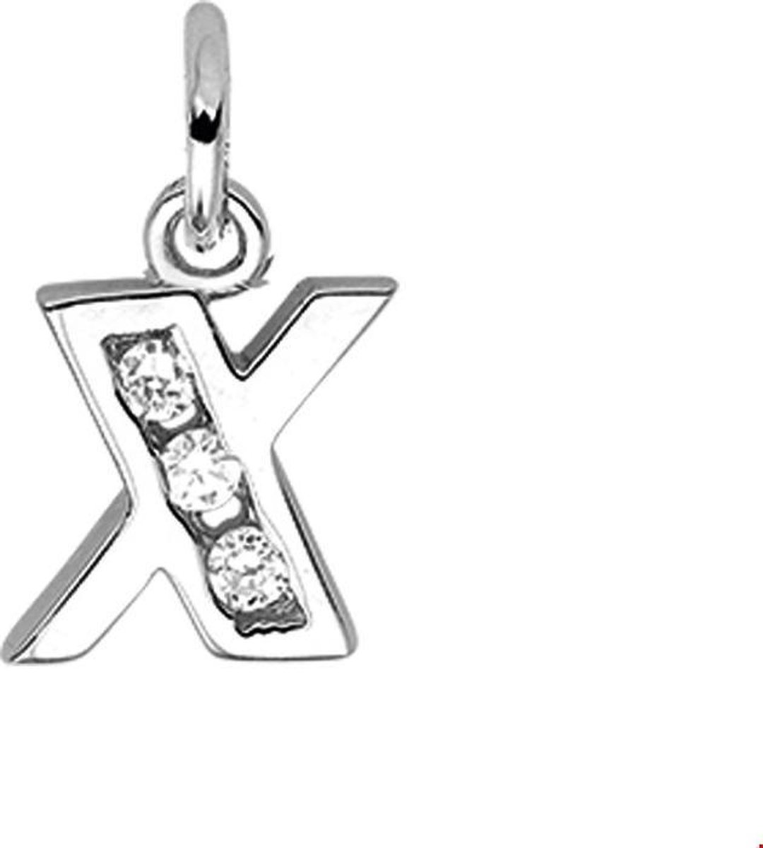 Robimex Collection Zilveren Letterhanger X - Met Zirkonia Gerhodineerd