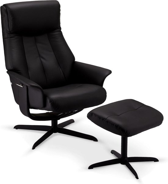 Biwa relaxstoel fauteuil incl. voetenbank en verstelbare rugleuning,  draaivoet, zwart... | bol.com