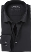 Michaelis Slim Fit overhemd - mouwlengte 7 - zwart (Twill) - boordmaat 41