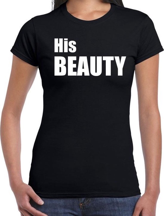 His beauty t-shirt zwart met witte letters voor dames - fun tekst shirts XL  | bol.com