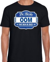 Cadeau t-shirt voor de beste oom voor heren - zwart met blauw - ooms - kado shirt / kleding - verjaardag / collega M