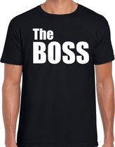 The boss t-shirt zwart met witte letters voor heren XL
