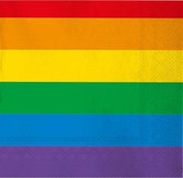 20x Gay pride thema servetten regenboog 33 x 33 cm - Papieren wegwerp servetjes - Regenbogen Gay Parade versieringen/decoraties
