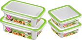 4x Récipients pour bouillon / nourriture 1 et 1,5 litre plastique transparent / vert / plastique - Kiev - Récipient alimentaire hermétique / hermétique - Mealprep - Conserver les repas