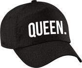 Queen pet  / baseball cap zwart met witte bedrukking voor meisjes - Koningsdag - feestpet / verkleedpet