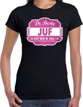 Cadeau t-shirt voor de beste juf zwart voor dames 2XL