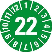 Keuringssticker met jaartal 22 per boekje, groen 35 mm - 60 per boekje