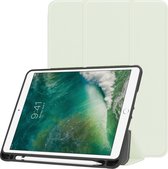 Hoes Geschikt voor iPad Air 2 Hoes Book Case Hoesje Trifold Cover - Hoesje Geschikt voor iPad Air 2 Hoesje Bookcase - Wit