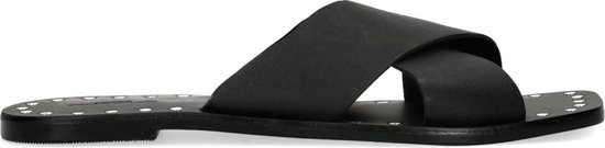 Sacha - Dames - Zwarte leren slippers met studs - Maat 39 | bol.com