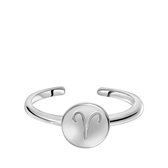 Zilveren ring disc sterrenbeeld - Aries - Ram
