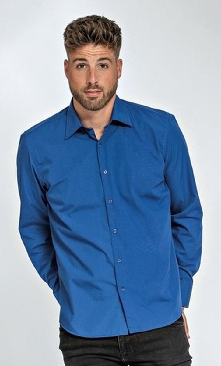 Heren overhemd kobalt blauw XL | bol