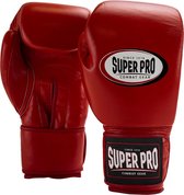 Super Pro Combat Gear Thai-Pro Lederen (Thai)bokshandschoenen Rood 16oz