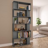 Boekenkast/kamerscherm 80x24x192 cm spaanplaat grijs