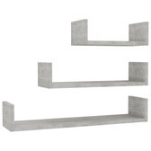 Wandschappen 3 st - Spaanplaat - Betongrijs