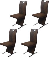 Eetkamerstoelen 4 st stof bruin