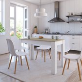 Eettafel 120x60x76 cm spaanplaat wit en sonoma eikenkleurig