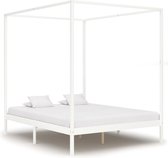 Hemelbedframe massief grenenhout wit 180x200 cm
