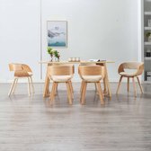 Eetkamerstoelen 6 st gebogen hout en kunstleer créme