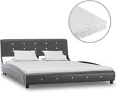 Bed met matras kunstleer grijs 140x200 cm
