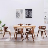 Eetkamerstoelen 6 st gebogen hout en kunstleer créme