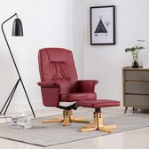 Fauteuil met voetenbankje kunstleer wijnrood