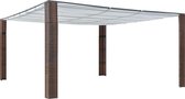 Prieel met dak 400x400x200 cm poly rattan bruin en créme